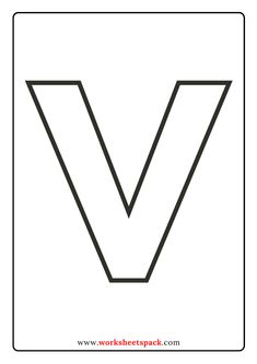 the letter v is shown in black and white, with an outline for it to be used