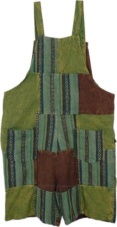 Hippie Voyage Patchwork Cotton Romper with Pockets | Dresses | Green | Sleeveless, Patchwork, Junior-Petite, Pocket, Vacation, Bohemian Cotton Jumpsuits And Rompers With Adjustable Straps, Cotton Jumpsuit With Adjustable Straps And Bib Front, Cotton Overalls With Patch Pockets And Bib Front, Casual Cotton Jumpsuits And Rompers With Patchwork, Casual Cotton Jumpsuit And Romper With Patchwork, Green Cotton Jumpsuits And Rompers With Side Pockets, Casual Cotton Jumpsuit With Patchwork, Sleeveless Cotton Jumpsuits And Rompers With Pockets, Green Cotton Jumpsuits With Side Pockets