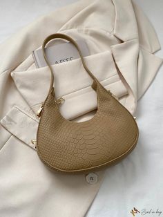 Bird in Bag - Stylish Solid Color Shoulder Bag - Summer Fashion Collection Trendy Khaki Hobo Bag For Shopping, Trendy Rectangular Khaki Hobo Bag, Trendy Khaki Rectangular Hobo Bag, Trendy Khaki Hobo Shoulder Bag, Chic Khaki Bag With Large Capacity, Trendy Khaki Crossbody Bag, Trendy Beige Satchel Hobo Bag, Trendy Beige Bags With Zipper Closure, Chic Khaki Shoulder Bag With Removable Pouch