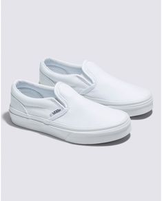 Vans | Kids Classic Slip-On True White Shoes White Vans Shoes, White Slip On Vans, Flower Boy, Wishlist 2024, Vans Kids, Vans White, White Vans, Vans Slip On, Birthday List