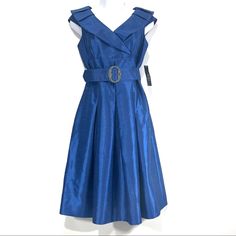 Tahari Blue V-Neck Off Shoulder Midi Dress Women's Size 2 Condition: New With Tags Off Shoulder Midi V-Neck Elegant Blue A-line V-neck Dress, Blue V-neck Dress For Summer Formal Events, Blue V-neck Formal Dress For Summer, Blue Midi Length V-neck Dress For Formal Occasions, Blue Midi-length V-neck Dress For Formal Occasions, Blue A-line V-neck Dress, Blue Midi Length V-neck Formal Dress, Blue V-neck Dress For Summer Cocktail, Elegant Blue Knee-length V-neck Dress