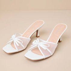 Purchased For Wedding Events And Ended Up Wearing A Taller Heel. New With Tags And Box. Purchased Off Lulus. Listing For Details. Https://Www.Lulus.Com/Products/Jump-Up-White-Patent-Mesh-Bow-Slide-Sandals/2370931.Html Details Man Made Material. Imported. 2.75" Wrapped Spool Heel. Cushioned Insole. Rubber Sole Has Nonskid Markings. Style 2370931 Summer Wedding Shoes With Padded Heel And Round Toe, Spring Wedding Shoes, Closed Toe, Synthetic Material, Synthetic Closed Toe Wedding Shoes For Spring, Spring Wedding Shoes, Synthetic Closed Toe, Spring Wedding Shoes With Closed Toe In Synthetic Material, Chic Open Toe Wedding Shoes For Summer, Chic Summer Wedding Shoes With Open Toe, Pointed Toe Sandals For Summer Weddings, Summer Wedding Shoes With Padded Heel And Closed Toe