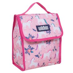 Packed with personality, Wildkin's insulated lunch bag is designed to help you and the environment by offering a fun and reusable option for lunch and snack time. Sized just right, the Wildkin Lunch Bag measures 10 x 8.5 x 5 inches. Our lunch bag features a hook and loop closure, a sturdy carrying handle and is made of a durable exterior fabric. Coordinates all your gear including backpacks, lunch bags, nap mats and more! Reusable Rectangular Lunch Bag For School, Rectangular Reusable Lunch Bag For School, Rectangular Insulated Lunch Bag For School, Travel Lunches, Cold Snacks, Travel Lunch, Pink Lunch Bag, Reusable Lunch Bags, Unicorn Bag