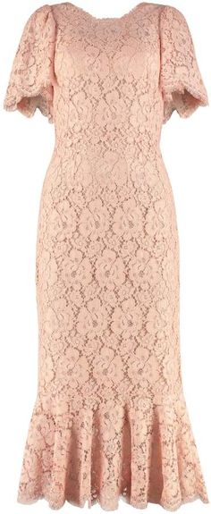 Peplum Hem, Flounce Sleeve, Lace Midi, Pink Midi Dress, African Wear, Stretch Satin, Lace Midi Dress, Style Me, Dolce And Gabbana