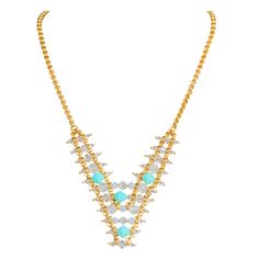 A piece fit for a Goddess. This beautiful Carive necklace is fascinating and divine. Crafted using Swarovski elements and gold plated chain. Available in Turquoise, Red Indian, and Olivine. - Handmade in the USA Red Indian, Framed Jewelry, Bar Jewelry, Necklace Indian, Turquoise Crystal, Head Jewelry, Cool Necklaces, Gold Plated Necklace, Gold Plated Chains