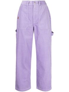 lilac purple cotton corduroy strap detailing belt loops high-waisted straight leg front button fastening two side slash pockets two rear patch pockets Purple Pants, Corduroy Trousers, Dickies Pants, Lilac Purple, Pants Straight, Striped Pants, Straight Leg Pants, Bottoms Pants, Womens Bottoms