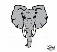 an elephant's head with tusks is shown in the middle of this drawing