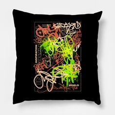 Modern graffiti art | calligraphy wear -- Choose from our vast selection of throw pillows to match with your desired size to make the perfect custom pillow. Pick your favorite: Movies, TV Shows, Art, and so much more! Available in extra small, small, medium, large. For beds, couches/sofas, love seats, and chairs. Perfect for decoration. Graffiti Furniture, Neon Graffiti, Modern Graffiti, Graffiti Style Art, Pop Art Design, Art Calligraphy, Art Graffiti, Graffiti Styles, Pillow Art