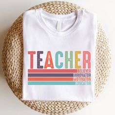 Teacher Sweatshirt, Teacher Appreciation gift, Gift for Teacher, Retro Teacher shirt, Teacher Gifts, Teacher Sweatshirt, Teacher Crewneck Naturally soft and breathable, this is exactly what you want in an everyday tee. 4.2 oz, 100% combed ringspun cotton. It's buttery soft, super comfy - and eco-friendly! Made with love in the USA. Cotton Slogan T-shirt As Gift, White Letter Print T-shirt As Gift, White Cotton T-shirt For Gift, White Cotton T-shirt As A Gift, White Cotton T-shirt As Gift, Cotton Shirt As A Gift, Cotton T-shirt With Letter Print For Gift, Cotton Shirt With Text Print As Gift, White Cotton Shirt As A Gift