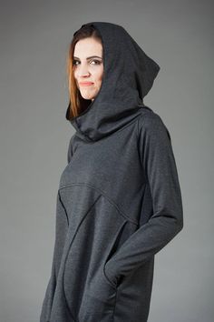 "Express Shipping to the USA, UPS Courier for free Delivery 3-5 Business Days Hooded Sweatshirt, Women Tunic Top, Cotton Hoodie Thanks for your love for the Hoodie/Tunic/Dress ♥ Let me tell You about thi product... Pullover sweatshirt with hood. Long sleeve sweatshirt with thumb holes which make it warm and comfortable. Capacious and comfortable pockets. Wide and capacious hood :) Pointed hood which makes it truly unique The hoodie is made of: 90% cotton 10% polyester Good quality, soft fabric w Cozy Long Sleeve Tops With Kangaroo Pocket, Winter Tops With Kangaroo Pocket And Relaxed Fit, Relaxed Fit Winter Tops With Kangaroo Pocket, Winter Relaxed Fit Tops With Kangaroo Pocket, Gray Hooded Top With Adjustable Hood, Oversized Gray Hooded Top, Gray Hoodie With Double-lined Hood, Hooded Top With Kangaroo Pocket In Relaxed Fit, Relaxed Fit Hooded Top With Kangaroo Pocket