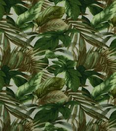 a green and brown leafy pattern on a white background