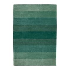 a rug with green and blue stripes on the bottom, in front of a white background