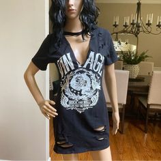 New With Tag Can Be Worn Oversized As A Mini Dress -Color: Black & White -Size: Large Distressed Graphic Tee, Inspiration Board, Colorful Dresses, Graphic Tee, Things To Wear, Graphic Tees, Tops & Tees, Womens Tops, Size Large