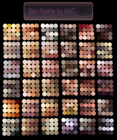 the skin palette by mat is shown in shades of brown, orange and pinks