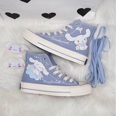 Kawaii Cartoon High Top Canvas Sneakers Shoes Notice: Size is one size smaller than normal, please choose one size up Add some playful personality to your shoe game with our Kawaii Cartoon High Top Canvas Sneakers. These quirky kicks feature a cute cartoon design and are made with high-quality canvas for ultimate comfort. Perfect for those who don't take themselves too seriously! Παπούτσια Nike Free, Mode Indie, Mode Harajuku, Estilo Harajuku, Karakter Sanrio, Mode Hipster, Dr Shoes, Kawaii Shoes, Kawaii Harajuku