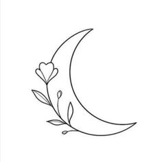 the crescent with leaves and hearts on it is drawn in one line, which shows how to