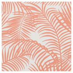 an orange and white wallpaper with palm leaves on the back ground, in shades of coral