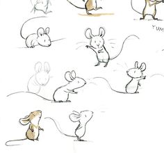 the mouses are doing different things to each other in this drawing technique, and they're very cute