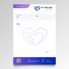 Gradient prescription template | Free Vector #Freepik #freevector #doctor-prescription #medical-prescription #prescription #medical-template Prescription Template, Dental Branding, Medical Template, Medical Aesthetician, Hospital Logo