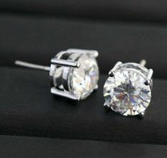 "14k Gold Finish 2.60 Ct Round Cut Near White Moissanite Diamond & Cz Diamond Solitaire Stud Earrings in 925 Sterling Silver For Women's => If you have any questions regaring purchase please contact us Before Purchase and double check your order with us and read my shop policies. => Model is \"Custom made\" and needs 1-2 weeks for manufacturing. => Metal : Sterling Silver => Metal Purity: 925 Sterling Silver => Gem Stone Type : Near White Moissanite => Gem Stone Cut : Round Aaa Quality Silver Diamond Earrings In Cubic Zirconia, Aaa Quality Silver Diamond Earrings For Anniversary, Aaa Quality Cubic Zirconia Round Cut Earrings, Aaa Quality Diamond White Sterling Silver Earrings, Sterling Silver Diamond White Earrings, Solitaire Studs, Jewelry Images, Cz Diamond, Gem Stone