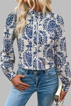 Create a beautiful, bohemian look with our TRAVELING GYPSY blouse. The elegant bishop sleeves and delicate lace detailing add a touch of drama and romance. The button-up style allows for versatile styling options, making it a must-have wardrobe piece. Perfect for the free-spirited and artistic fashionista. PRODUCT MEASUREMENTS (INCH) ⏹️ SIZE BUST WAIST HIPS SHOULDER LENGTH XS S 38.6 14.4 M 40.9 15.0 L 43.3 15.6 XL 46.5 16.4 1X 2X MATERIAL: 100%Polyester Blue Bishop Sleeve Blouse, Blue Blouse With Bishop Blouson Sleeves, Blue Long Sleeve Tops With Lace Patchwork, Blue Bishop Sleeve Blouse For Spring, Blue Lantern Sleeve Blouse With Blouson Sleeves, Blue Blouse With Blouson Lantern Sleeves, Fall Blouse With Lace Puff Sleeves, Fall Puff Sleeve Blouse With Lace Sleeves, Fall Lace Sleeve Puff Blouse