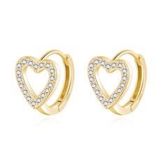 PRICES MAY VARY. Material: Except for cubic zirconia, these heart hoop earrings are all made of genuine 925 Sterling Silver, which is Hypoallergenic, Lead-free, Nickel-free, Cadmium-free. Size: The total length is about 1.3cm/0.5in. Its weight is about 1.8g/pair. Made of 925 sterling silver, it is lightweight and no pressure on the ears. Design: These cz heart hoop earrings add a simple and fashion accessory for your everyday wear. Gift: Each pair comes with an exquisite and cute gift box separa Heart-shaped Cubic Zirconia Hoop Earrings, Trendy Stud Earrings, Heart Hoop Earrings, Hollow Heart, Heart Dangle Earrings, Huggie Earrings, Small Earrings, Hoop Earrings Small, Small Heart