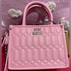 Questions? Leave A Comment Below! Expensive Bag, Adjustable Bag, Girly Bags, Inside Bag, Quilted Crossbody Bag, Steve Madden Bags, Fancy Bags, Pink Purse, Pretty Bags