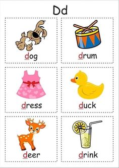 the letter d worksheet is filled with pictures and words to help students learn how to