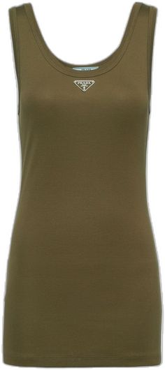 Khaki Stretch Sleeveless Tops, Fitted Sleeveless Olive Top, Fitted Olive Sleeveless Top, Ribbed Elastane Tank Top, Green Ribbed Cotton Tank Top, Casual Green Elastane Tank Top, Green Ribbed Crew Neck Tank Top, Khaki Tank Top, Green Ribbed Tank Top