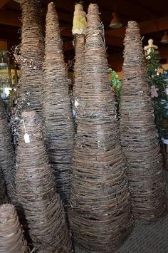 several stacks of wicker stacked on top of each other