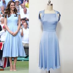 Kate Middleton Light Blue Dress/ Duchess Cambridge Wimbledon - Etsy Light Blue A-line Summer Dress, Light Blue A-line Dress For Garden Party, Light Blue Dress-down Dresses For Summer, Light Blue Dresses For Summer Dress Down, Light Blue Casual Summer Dresses, Light Blue A-line Midi Dress For Casual Wear, Blue Fit And Flare Midi Dress For Summer, Summer Blue Fit And Flare Midi Dress, Blue Fit And Flare Dress For Summer