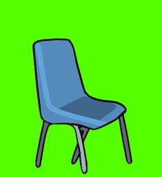 a blue chair sitting on top of a green screen