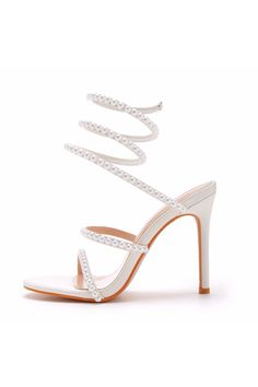 Style And Grace, Toe Designs, Ankle Straps, Party Shoes, Pearl White, Faux Pearl, Stiletto Heels, Open Toe, Ankle Strap