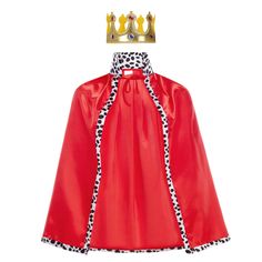 a red cape with a crown on top