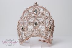 "FAST SHIPPING Beautiful sparkling crystal tiara plated Rose Gold. Perfect for your Quinceañera, Wedding, First Communion or Confirmation. It has a loop at the end of each side to attach it in your hair with bobby pins for added security. Approx. 7\" tall at its tallest point We usually ship within 1-2 business days. Style DA C-108 RG" Sweet 16 Tiara, Tiara Bridal, Crystal Tiara, Tiara Wedding, Princess Tiara, Tiara Crown, Crystal Tiaras, Handmade Gift Wrap, Wedding Tiara