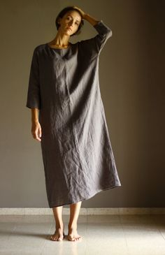 "🌿 ITEM DESCRIPTION Loose maxi dress with two deep side pockets and long sleeves. Comfortable and simple day dress. Fabric: 100% pure linen in medium weight - washed and softened. Color: Big color choice - please see the pics 🌿 SIZING Petit, Regular, Plus Size - all our clothes are custom-made, we do all sizes. The model (5'9'', 174cm) is wearing size S. Feel free to contact me if you need advice on picking the right size or if you have any questions - http://etsy.me/2cs7OEQ EACH ITEM IS MADE- Relaxed Fit Maxi Dress With Pockets And Long Sleeves, Relaxed Fit Long Sleeve Maxi Dress With Pockets, Oversized Long Maxi Dress With Pockets, Long Sleeve Maxi Dress With Side Slits For Daywear, Bohemian Long Sleeve Maxi Dress With Pockets, Oversized Long Sleeve Lagenlook Maxi Dress, Oversized Lagenlook Long Sleeve Maxi Dress, Linen Lagenlook Long Sleeve Maxi Dress, Simple Kaftan