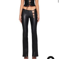 Never Worn, Zipper Is Broken But Can Easily Be Fixed! Edgy Fitted Mid-rise Leather Pants, Edgy Fitted Leather Pants For Night Out, Trendy Fitted Pants For Club, Trendy Fitted Club Pants, Edgy Fitted Wide Leg Pants, Chic Fitted Pants For Clubbing, Fitted Mid-rise Leather Pants For Spring, Casual Fitted Leather Pants For Club, Edgy Fitted Leather Pants For Spring