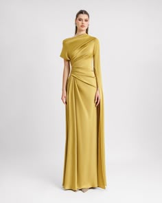 Asymmetrical Neckline Draped Dress Chic Dress Classy, Collared Shirts, Drape Maxi Dress, Iconic Dresses, Asymmetrical Neckline, Grad Dresses, Shopping Website, Modest Fashion Outfits, Glam Dresses