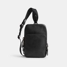 A bag as distinct as its namesake city the Gotham is a sleek streamlined style that means business. This compact pebble leather Sling Pack 13 has an exterior zip pocket for easy organization and an open interior with room for a phone cards keys and other small essentials. Wear it on the shoulder or crossbody with the adjustable strap. | Coach Gotham Sling Pack 13 - Black Coach Textured Leather Shoulder Bag For Travel, Coach Textured Leather Travel Shoulder Bag, Coach Textured Leather Travel Bag, Coach Textured Leather Business Bag, Modern Bags With Zipper Closure In Pebbled Leather, Modern Bags In Pebbled Leather With Zipper Closure, Modern Bag With Zipper Closure In Pebbled Leather, Coach Business Bags With Textured Leather, Modern Pebbled Leather Bag With Zipper Closure