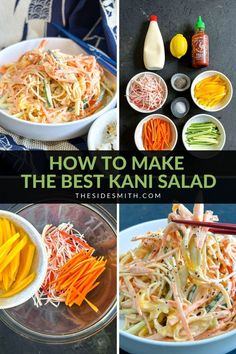 how to make the best kani salad with noodles, carrots and other vegetables