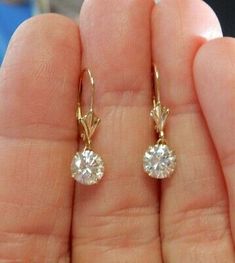 (eBay) 14K Yellow Gold Finish 4Ct Round Cut Moissanite Drop/Dangle Lever Back Earrings White Diamond Earrings, Solitaire Earrings, Moissanite Earrings, Back Jewelry, Drop Dangle Earrings, Diamond Drops, Delicate Earrings, Fine Earrings, Diamond Drop Earrings