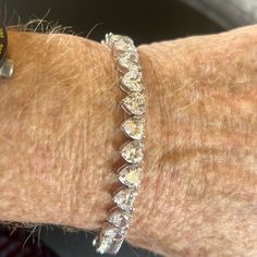 This Is A Beautiful 8 Inch Sterling Silver Tennis Bracelet With Heart-Shaped Cubic Zirconia Stones. This One Will Be Offered In My Jewelry Show Thursday Evening. Diamond Heart Bracelet, Heart Tennis Bracelet, Silver Tennis Bracelet, Thursday Evening, Jewelry Show, Sterling Silver Heart, Heart Bracelet, Tennis Bracelet, Diamond Heart