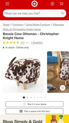 an image of a cow foot stool on the app store's iphone page,