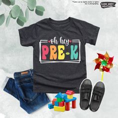 Oh Hey Pre-K Shirt, First Day of School Shirt, Pre-K Student Shirt, Back to School Shirt, Shirt for Kids, Preschool Shirt,Hello School Shirt Variations  🌟 Welcome to our shop! Before you proceed with your order, please take a moment to review all the details provided below. We want to ensure a smooth and enjoyable shopping experience for you. 🛒 Placing Your Order: 1. Read Carefully: Take your time to go through all the information provided here. 2. Customization: Our products come with predefi Playful Multicolor Shirt For School, Playful Cotton Shirt For End Of School Year, Hello School, Preschool Shirts, First Day Of School Shirt, Student Shirt, School Shirts, Baby Bag, First Day Of School