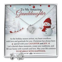 Granddaughter Necklace and Earring Christmas Gift Set Christmas Gift Jewelry With Birthstone, Christmas Gift Jewelry With Hallmark, Hallmarked Jewelry For Personalized Christmas Gift, Personalized Christmas Gift Necklaces, Granddaughter Jewelry, Earring Christmas, Timeless Necklace, Granddaughter Necklace, Christmas Gift Set