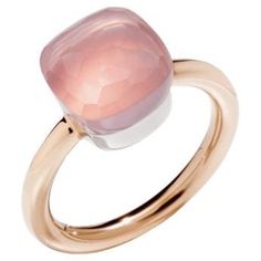 As the brand's most iconic ring, Nudo features a sleek, powerful design. This piece features a large 7ct rose quartz set in 18K rose and white gold (Metal weight 6.1g). Each Pomellato piece is handmade in Milan at Casa Pomellato. Brand: Pomellato Model: Nudo Reference: PAA1100O6000000QR Metal: Rose gold Stones: Quartz Carats: 7 Pomellato Jewelry, Pomellato Ring, Rose Gold Quartz, Rose Quartz Ring, Rose Quartz Stone, Square Rings, Modern Ring, White Gold Jewelry, Lemon Quartz