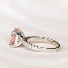 Beautiful Cushion Morganite Ring ►Made of solid sterling silver with rhodium finish (925) ►Accented with simulated diamonds (CZ) ►Average band width: 2.1 mm Center Stone: Morganite Color: Peachy-Pink Shape: Cushion Measurements: 7.0 x 7.0 mm Carat Weight: 2 ct. (approx.) Gemstone creation: Lab-Created ✓ 100% Nickel-Free ✓ Hypoallergenic ✓ Comfort Fit ✓ Free Ring Box ✓ Free USA Shipping ✓ Ready to ship next business day Morganite Engagement Ring Halo, Grey Diamond Ring, Yellow Jewelry, Morganite Engagement, Morganite Engagement Ring, Morganite Ring, Grey Diamond, Hidden Halo, Silver Engagement Rings