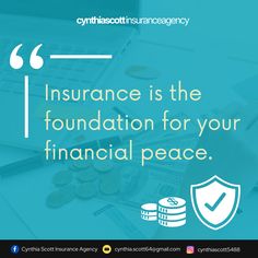 a person sitting at a desk with stacks of money in front of them and the words, insurance is the foundation for your financial peace