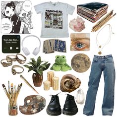 creds to @arthoe432 #arthoe #outfit #moodboard#frogs #music Arthoe Outfit, Grunge Fits, Masc Outfits, Mood Clothes, Edgy Chic, Outfit Collage, Mood Board Fashion, Friend Outfits