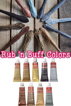 Rub 'n Buff Colors | Gathered In The Kitchen Patina Metal, Metallic Powder, Furniture Rehab, Pallet Painting, Furniture Finishes, Craft Room Organization, Antique Metal